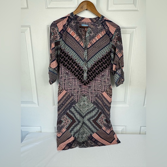 Antonia Melani Button Up Pattern Dress Women’s Size 2 - Picture 4 of 9